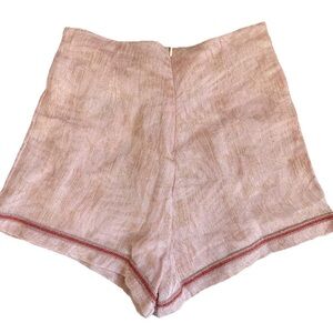 Pho Firenze Pink Linen Shorts M Gold Threading Designer Italian Resort NWT $225